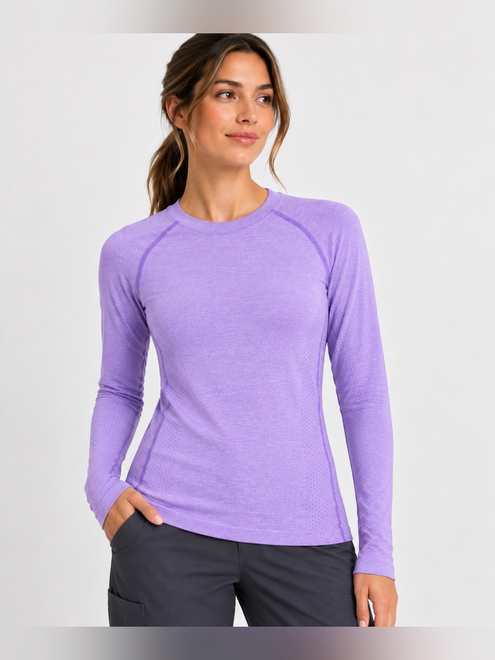 FIGS | Salta Seamless Long Sleeve Underscrub | Lavender Dew | Size S